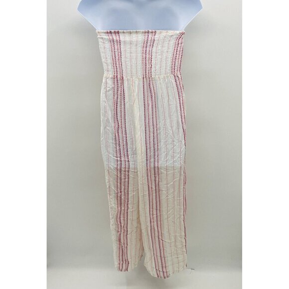 Raviya Womens Sz Medium Smocked-Top Jumpsuit Swimsuit Cover-Up in Pink White $58 - Picture 5 of 9